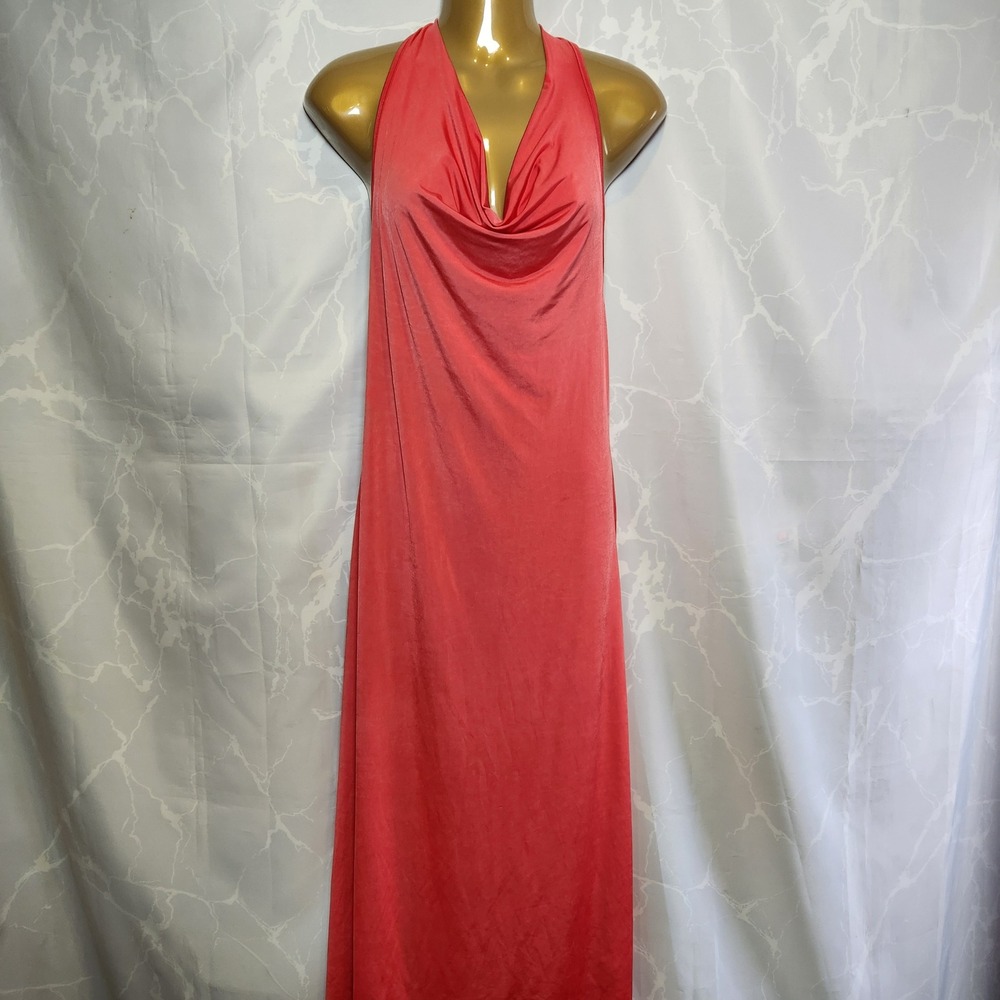Sincerely Jules Halter Cowl Neck Maxi Dress Women's XL Red Bodycon Open Back